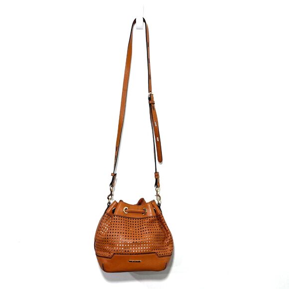 Rebecca Minkoff Mini Fiona Perforated Bucket Bag - Cognac - Picture 1 of 7